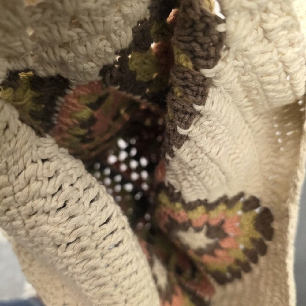 HANDMADE Granny Square Crochet Women's Crossbody Bag Brown - Picture 7 of 8